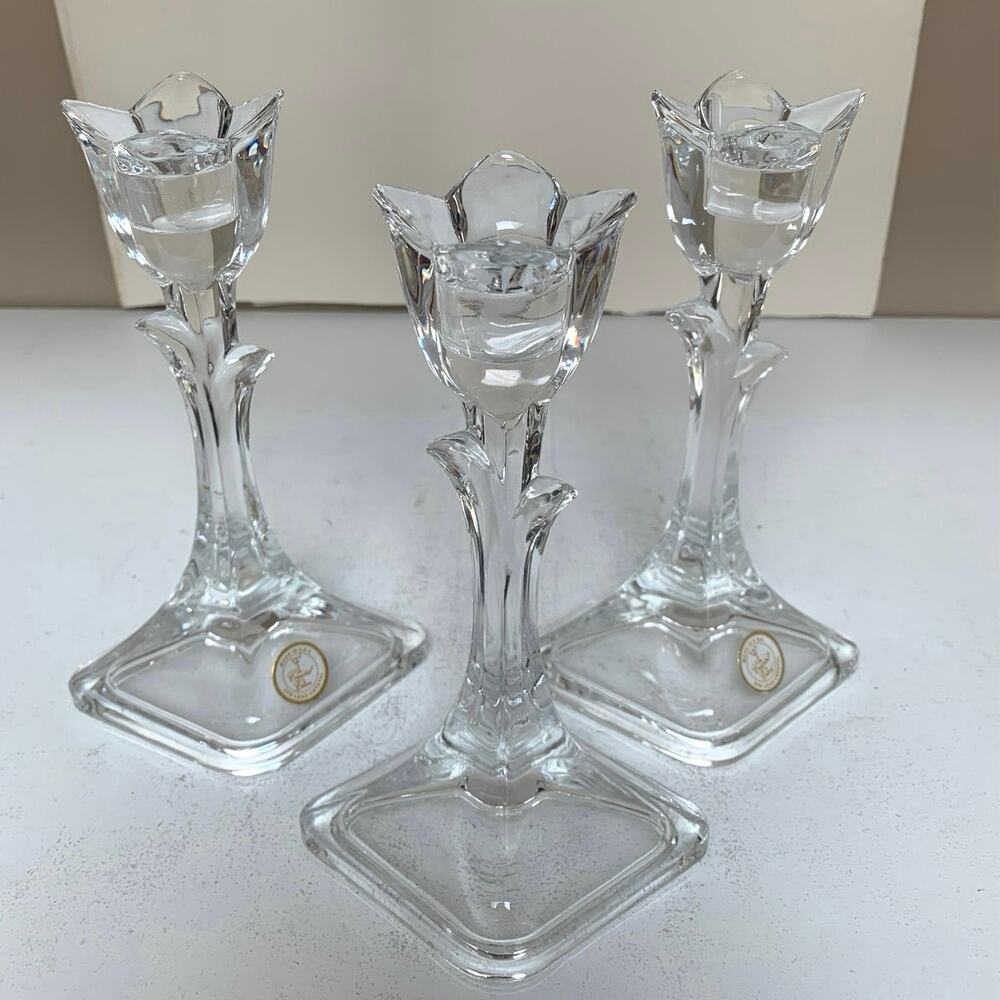 Vintage Crystal Toscany Classic Tulip-shaped Taper Candle Stick Holders 2